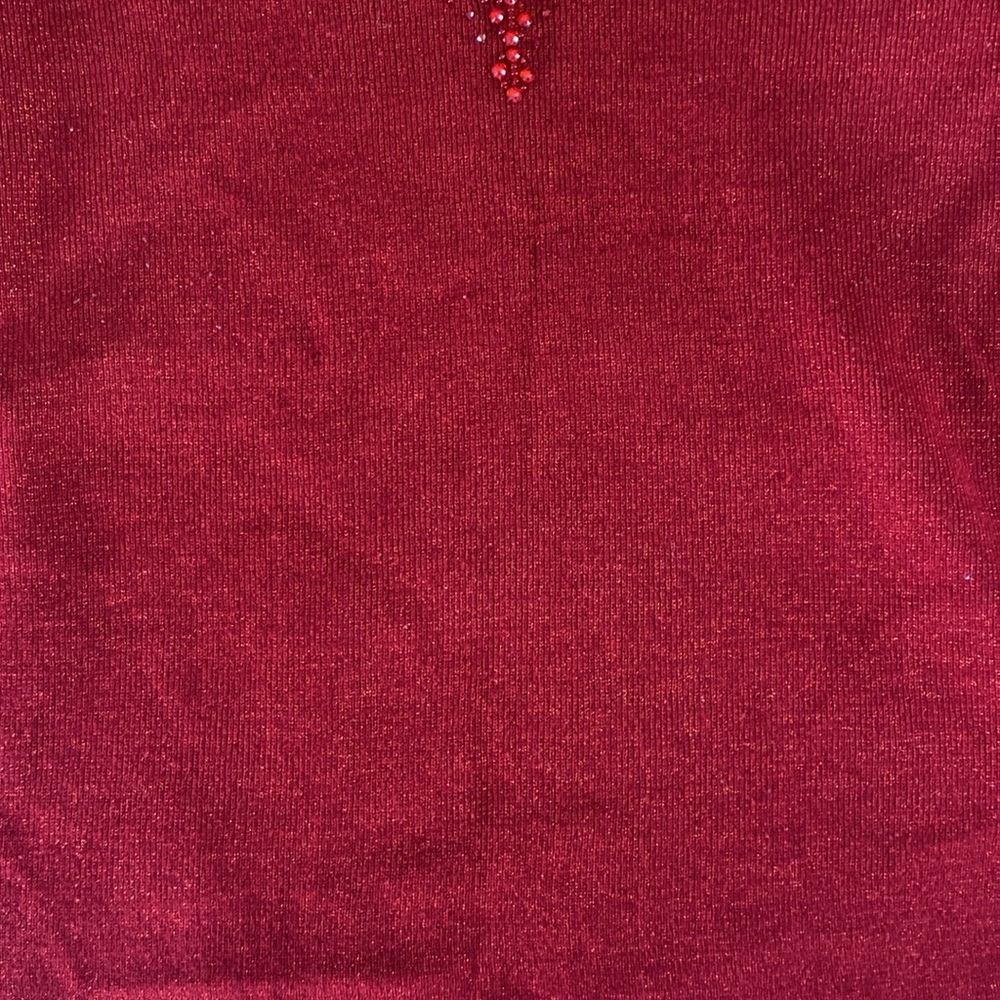 Dark red rhinestone embellished glittery sweater - Picture 8 of 17